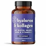 Hyaluron & Kollagen Komplex | 270 Kapseln | Hochdosiert mit Hyaluronsäure, Biotin, Selen, Zink, Vitamin C & Bambusextrakt | Hyaluron Collagen Complex | Haut, Haare, Nägel | Alpha Foods