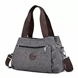 DIRRONA Canvas Tasche Damen – Vintage Handtasche Damen, Große Umhängetasche mit Mehreren Fächern, Verstellbare Schultergurte, Casual Schultertasche für Reise, Arbeit, Alltag & Diebstahlschutz