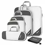 Compression Packing Cube 6-teilig, Gonex Robust & Langlebig Verpackungswürfel, Packtaschen, Kleidertasche, Koffer Organizer, Aufbewahrungstasche, Grau