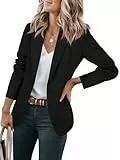 Cicy Bell Lässiger Damen-Blazer, vorne offen, langärmelig, Arbeit, Büro, Blazer, Schwarz , XL