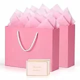 BBLIKE Geschenktüten Geburtstag Frau 2 Geschenktasche 2 Grußkarten 4 Sydney Paper Rosa Papiertüten mit Henkel Geschenkverpackung für Geschenk Geschenktüte Hochzeit Feier