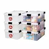 Iris Ohyama Luftdichte Kunststoff-Aufbewahrungsboxen mit Deckel, 30L, 6er-Set, Transparent, Hermetischer wasserdichter Verschluss, Robuste Schnappverschlüsse, Stapelbar, Staubschutz, BPA-frei, AT-LS