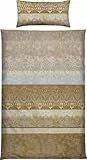 Erwin Müller Bettwäsche Flanell mit Wendekissenbezug beige Größe 40x80 cm / 155x220 cm - für die kühle Jahreszeit, mollig warm, temperaturregulierend, mit Reißverschluss