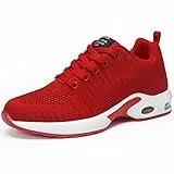 DANNTO Damen Laufschuhe Atmungsaktiv Turnschuhe Schnürer Leichte Stoßfest Mode Sportschuhe Outdoor Athletisch Sneaker für Gym Walking Jogging Laufen Basketball Frühling Sommer(Rot,39)