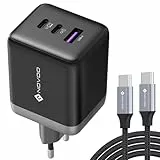 NOVOO 100W USB C Ladegerät GaN Ⅲ 3-Port USB C Netzteil Schnellladegerät PD MacBook Charger mit Ladekabel Kompaktes Reisen kompatibel MacBook Pro/Air,Galaxy S24 Ultra, iPhone 16/Pro und Mehr