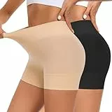 YADIFEN Radlerhose Damen Kurz für Kleid Kurze Radlerhose Shorts Damen unter Kleidern Rock Hotpants Short Leggings Boxershorts Nahtlos Hohe Taille Unterziehhose für Sommer,Schwarz+Beige,M
