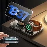 LISEN für Qi2 Magsafe 15W Ladestation [3 Upgrade] 3 in 1 Reise Ladestation für Apple iPhone 16 15 Pro Max Fast Charging für Apple Watch and Airpods kabelloses Ladegerät für ehrere Geräte
