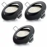 Brandson - 3x LED Deckenspot dimmbar Einbaustrahler schwenkbar - Ultra Flache Spots Einbauleuchte - Einbauspot Deckenstrahler - Abstrahlwinkel 120 Grad - 230V - schwarz