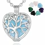 INFUSEU Lebensbaum Kette, Kristall Baum Des Lebens Herz Anhänger Halskette Heilsteine Malachit Obsidian Karneol Türkis Amethyst Schmuck Austauschbare Steine Magie Witch Geschenk für Damen Mädchen