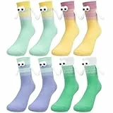 Utensilsto 4 Paare Magnetische Socken mit Händen,Lustige Socken 36-40 mit Magnetischen Hand in Hand Funny Socks Geschenke für Paare Partner Freund Haushalt