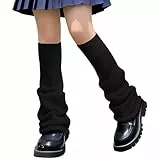 Geyoga Stulpen für Damen Beinstulpen Y2K Beinwärmer Gotisch Lolita Strick Legwarmer für Halloween(Schwarz)