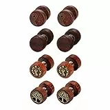 Aroncent Holz Ohringe Ohrstecker Set: 4 Paare Yin Yang Lebensbaum Löwe Kopf Ohrstecker Vintage Ohrschmuck für Herren Damen