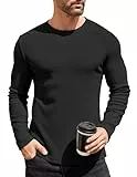 COOFANDY Herren Pullover Strickpullover mit Rundhals Slim Fit Casual Leicht Winterpullover Basic Männer Feinstrick Pulli Schwarz M