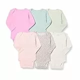Amazon Essentials Unisex Baby Langärmelige Bodys, 6er-Pack, Floral/Rosa, 12 Monate