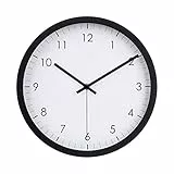 Amazon Basics Klassische 30 cm Leicht Ablesbare Lautlose Batteriebetriebene Runde Wanduhr, Schwarz