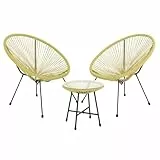 SVITA Bali Balkon-Möbel 3-TLG. Polyrattan Lounge-Set Balkon-Set Gelb