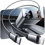 Rocoren 4 in 1 Zigarettenanzünder USB C, Kfz Auto Ladegerät Adapter, Camping Wohnmobil Auto Zubehör, Travel Essentials Car Accessoires für iPhone 16 15 Pro Max Plus & Galaxy
