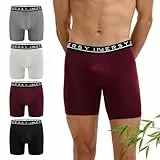 INNERSY Herren Unterhosen Bambus Viskose Männer Boxershorts Atmungsaktiv Retroshorts Mehrpack 4 (XL, Schwarz/Grau/Weinrot/Melange-grau)
