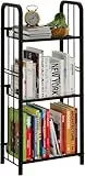 Leiterregal, Bücherregal mit 3 Ebenen, Freistehendes Regal, Büroregal, Standregal, Stabiler Metallrahmen, Lagerregal für Wohnzimmer, Schlafzimmer, Büro, Arbeitszimmer, Industrieller Stil, Schwarz