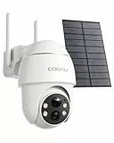 COOAU 4MP Überwachungskamera Aussen Solar Set - 365Tage mit Solarpanel - 2.5K Kabellos Kamera Überwachung mit 64G Lokaler Speicher | 360 Grad Panorama | 4 LED Farbe Nachtsicht (Einzelkamera)
