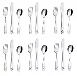 EXZACT Kinderbesteck Set 18 Teiliges Edelstahl 18/10 - ab 2 Jahre - Spülmaschinengeeignet Gravurbesteck - 6 x Gabeln, 6 x Sicherheitsmesser, 6 x Esslöffel (Safari x 18)