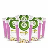 Air Wick Wohlfühl-Duftkerze im Glas – Duft: Blumenwiese – Enthält natürliche ätherische Öle – 6 x Duftkerze in rosa