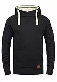 Blend BHSales Herren Kapuzenpullover Hoodie Pullover mit Kapuze Kordelzug Kängurutasche Rippbündchen Label-Details Baumwollmischung Regular fit, Größe:XL, Farbe:Black (70155)