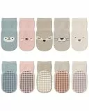 Kyopp 5 Paar Socken Baby Kleinkinder ABS rutschfeste Socken Tiermotive Socken Animals Baumwolle Socken Crew Socks
