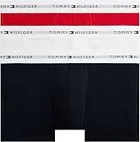 Tommy Hilfiger Herren 3er Pack Boxershorts Trunks mit Logobund, Mehrfarbig (Desert Sky/White/Primary Red), M