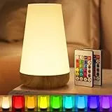 Taipow Nachttischlampe Touch Dimmbar, LED Nachtlicht 13 Farben/5 Helligkeitsstufen, Kabellose Tischlampe USB Aufladbar mit Timing Funktion, Schlafzimmer Kinderzimmer - 2xFernbedienung