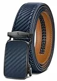 KEMISANT Automatik Ledergürtel für Herren Business Anzug, 35mm Gürtel Ohne Löcher - Größe Festgelegt (Navy Blau, 115cm/32-38' Taille Verstellbar)