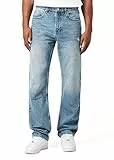 Burocs Distressed Straight Fit Jeans - Blue - Jeans Herren - 5-Pocket-Style - Mit YKK-Reißverschluss - 100% Baumwolle, Farbe:Heaven Blue, Hosengröße:W32 L32