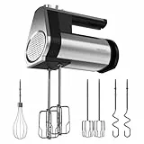 Cecotec Handrührgerät PowerTwist 500 Full Steel. 500 W, 5 Geschwindigkeiten plus Turbofunktion, 3 Zubehörteile: Schneebesen, Rührhaken und Knethaken, ergonomisches Design