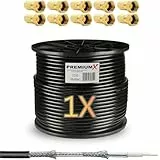 Premium X 100m SAT Koaxialkabel Set 135 dB 4-Fach geschirmt - TV Antennenkabel 10 vergoldeten F-Steckern - DVB-S2/C/T2-4K UHD HDTV - wetterfest & UV-beständig Innen & Außen - 100% Signalqualität