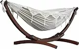 Vivere C8SPCT-00 Doppelhängematte aus Baumwolle mit stabilem Bogengestell aus Massivkiefernholz – Natural, 254 x 117 x 104 cm