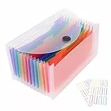 Uquelic Ordnungsmappe Mit 13 Fächern - Fächermappe für Dokumente, Kunststoff, Aufbewahrung von Empfang, Karten, Quittungen, Rechnungen, Schecks (Transparent)