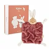 Kaloo - Schmusetuch Kaninchen Bordeaux 24cm - Flaches Baby-Schmusetuch Ultraweich -Extraweiches Flanellfell-Schleifen mit Schnullerhalter-Funktion-Kuscheliger und pädagogischer Begleiter ab der Geburt