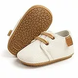 RVROVIC Baby Jungen Mädchen Sneaker Anti-Rutsch Oxford Loafer Flats Säugling Kleinkind PU Leder Weiche Sohle Baby Schuhe,Weiß -1 Weiß - Größe:0-6 Monate