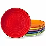 vancasso BONITA Speiseteller Steingut, Essteller set 6 Personen, Ø 21,5 cm Teller Set, Geschirr für Spülmaschine und Mikrowelle, Pastateller, Frühstücksteller, Kuchenteller, Warme Farbe