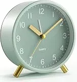 YouJabz Analoger Wecker, Silent Non Ticking mit Nachtlicht, Batteriebetrieben, Modischer Runder Metall Wecker für Büro, Schlafzimmer, Ältere, Erwachsene, Kinder, Einschulung Geschenk (Grün)