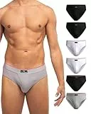 DANISH ENDURANCE 6er Pack Herren Slips, Klassischer Slip Herren aus Baumwolle, Weiche Unterwäsche, Mehrfarbig (2xSchwarz, 2xWeiß, 1xGrau, 1xSchwarz/Rote Linie), L