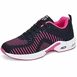 DANNTO Damen Laufschuhe Atmungsaktiv Turnschuhe Schnürer Leichte Stoßfest Mode Sportschuhe Outdoor Athletisch Sneaker für Gym Walking Jogging Laufen Basketball Frühling Sommer(Blau-Rose,42)