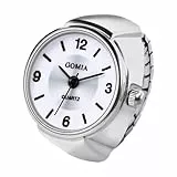 OIDEA Ringuhr Fingeruhr Herren Damen: Digital Weiß elastisch Fingerband Quarz Analog mit Weiß digital Legierung Ring Uhr Uhrenring Geschenk für Freund Familie