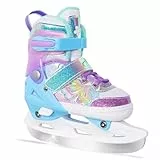 Nattork Mädchen-Eislaufschuhe für Kinder, 4-Fach verstellbar, Butterfly-Eislaufschuhe mit Fleecefutter für draußen und die Eisbahn,Violett M (32-36 EU)