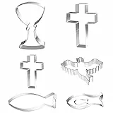Rpanle 7 Stück Ausstecher Ausstechformen Set, Keksausstecher Plätzchenform aus Edelstahl, Ausstechform Kreuz, Plätzchenformen Taube, Cookie Cutters Kelch, für Kinder Geburtstag Party Deko