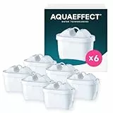 AQUAEFFECT MAX+ Wasserfilter Kartuschen 6 Stück – Filterkartuschen für Wasserfilter Kannen, passend für viele gängige Filterkannen, gegen Kalk & Chlor