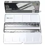 Winsor & Newton 7003156 Aquarellkasten leer, Leerkasten mit Mischpaletten und Daumenring für 24 Aquarellfarben in halben oder 12 ganze Näpfen, Personalisierbar, 24 halbe oder 12 ganze Näpfchen