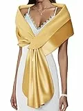 Atigy Damen Satin Stola Festlich Elegante Hochzeit Schals Stola für Abendkleider Brautkleider (M, Gold)
