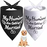 SZEE 2 Stück Hundehalstuch Hochzeit Hunde Kostüm Bandana,My Humans Are Getting Married, Dog Bandana Hochzeit Deko Halstuch,Leichtes Halstuch Waschbarer, Ideale Haustiergeschenk, Schwarz+Weiß, XL