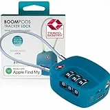 Boompods Tracker Lock - TSA-Zugelassenes Gepäckschloss mit Ortungsfunktion, Wiederaufladbarer Gegenstandsfinder für Koffer & Taschen, Wasserdichtes Zahlenschloss, Kompatibel mit Find My App, Blau